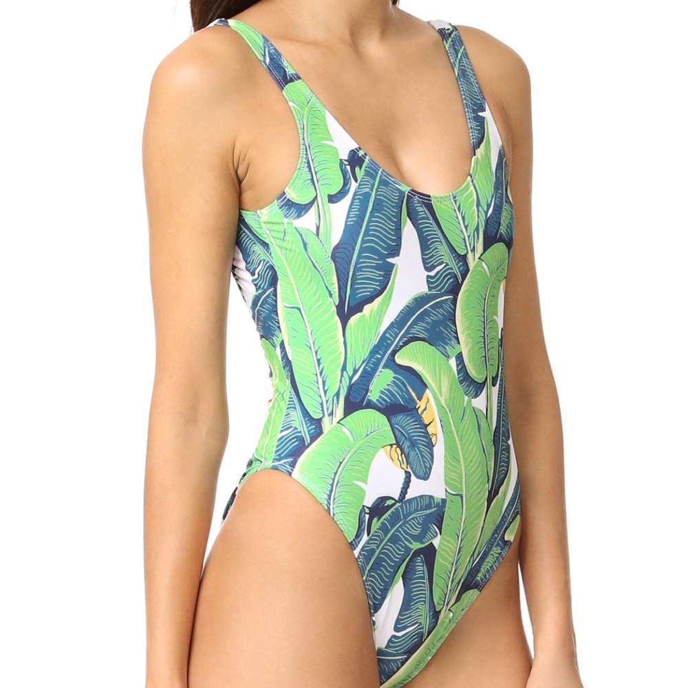 CHRLDR PALM PRINT ONE PIECE BANANA LEAF XS